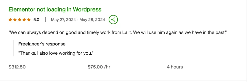 feedback for our service