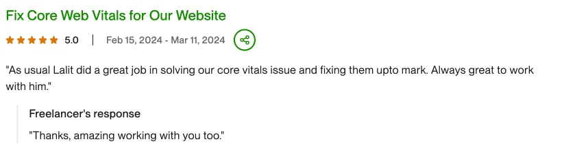 feedback for our service