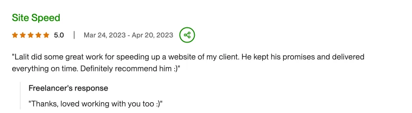 feedback for our service