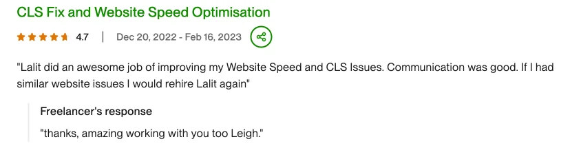 feedback for our service